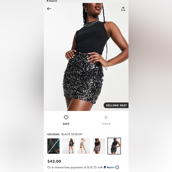 ASOS brand, black sequin skirt - Picture 4 of 4